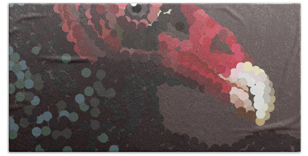 Vulture Beach Towel featuring the digital art Vulture Pixel Pointillized by R Allen Swezey