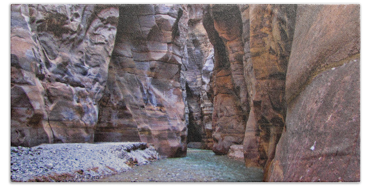 Wadi Beach Towel featuring the photograph Wadi Mujib by David Gleeson