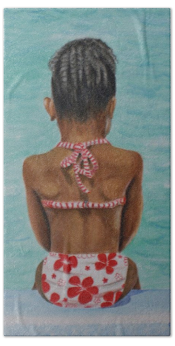 Children Beach Towel featuring the painting Waiting to Swim by Jill Ciccone Pike