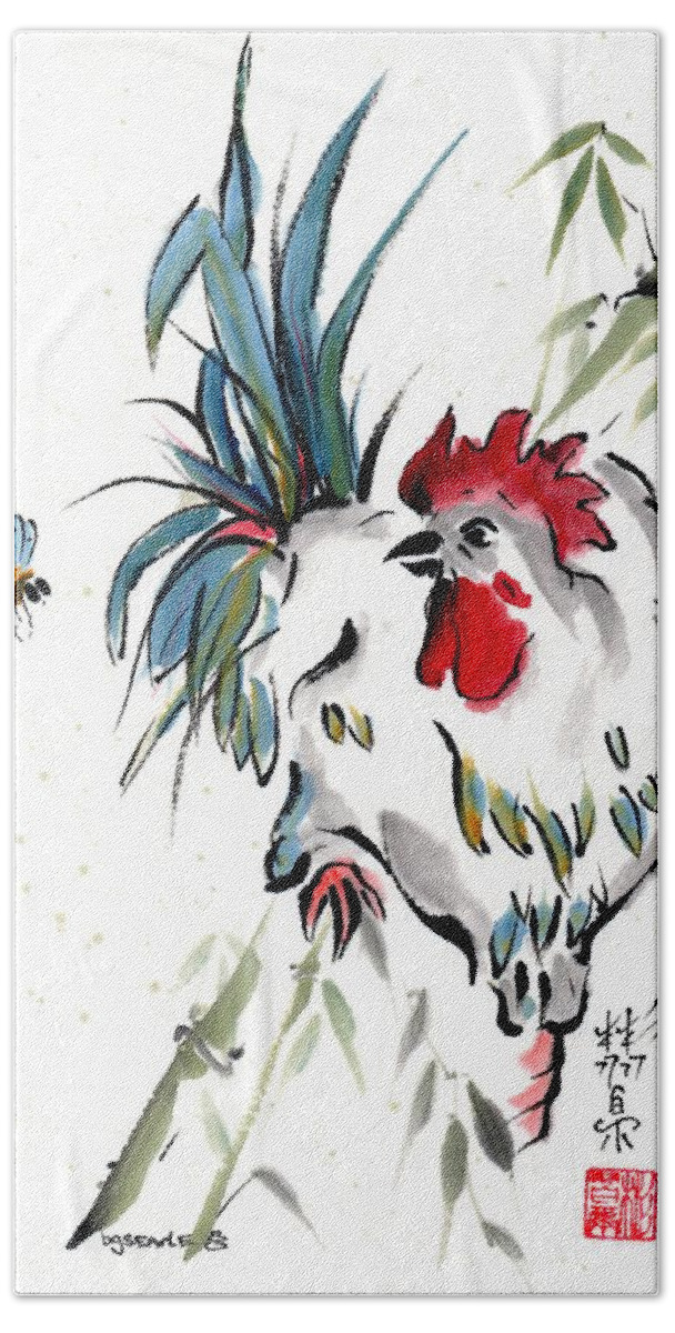 Chinese Brush Painting Beach Towel featuring the painting Walkabout by Bill Searle