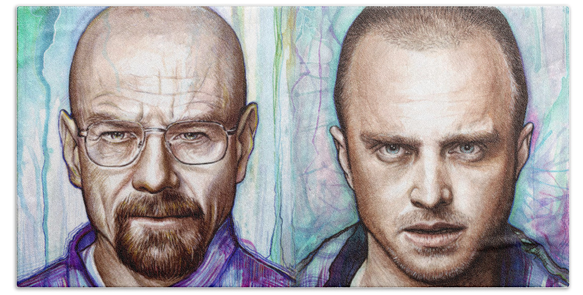 Breaking Bad Beach Towel featuring the painting Walter and Jesse - Breaking Bad by Olga Shvartsur