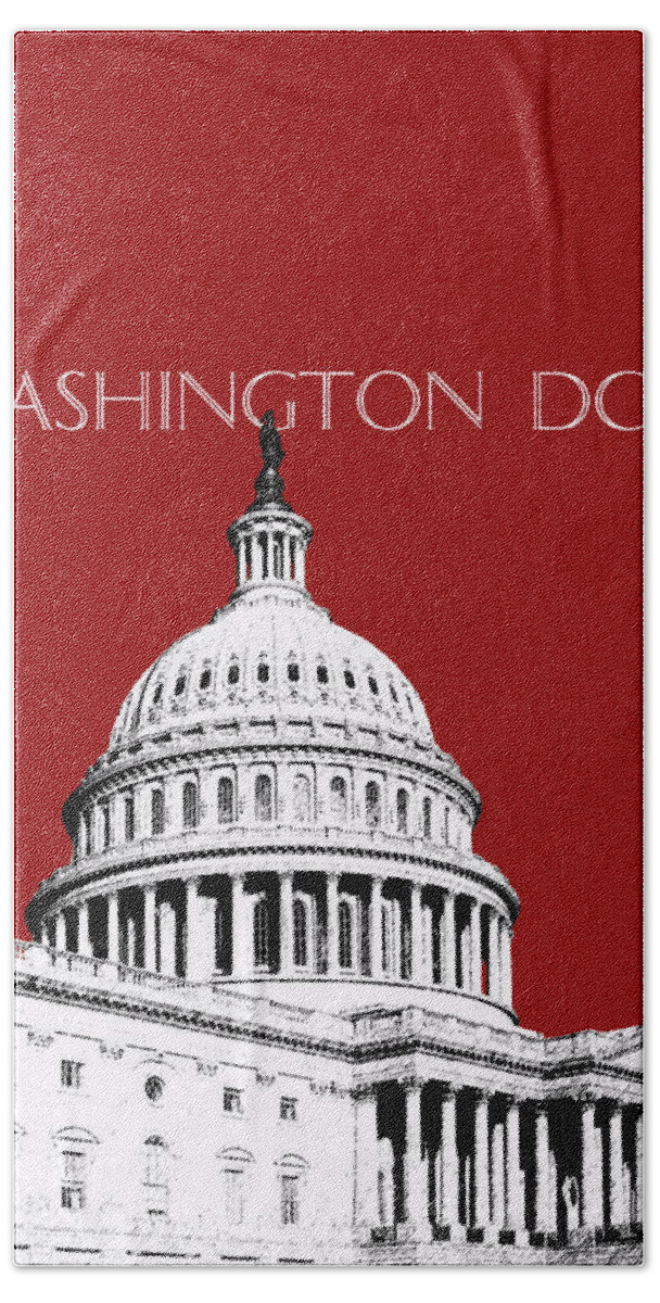 Architecture Beach Towel featuring the digital art Washington DC Skyline The Capital Building - Dk Red by DB Artist