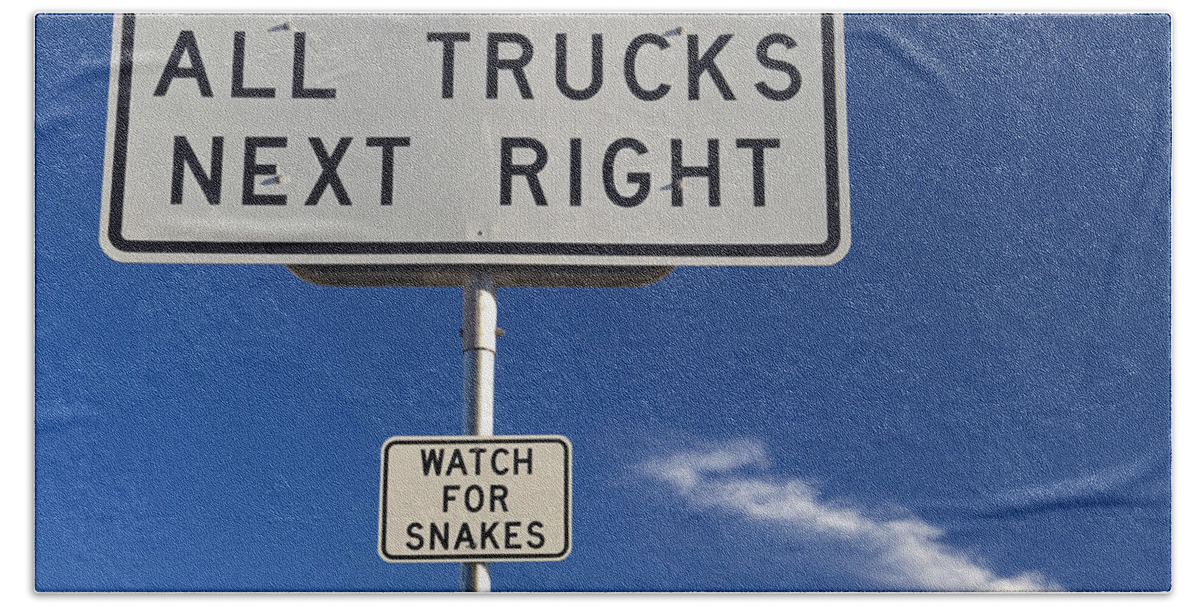 America Beach Towel featuring the photograph Watch For Snakes Sign In Texas by James Steinberg