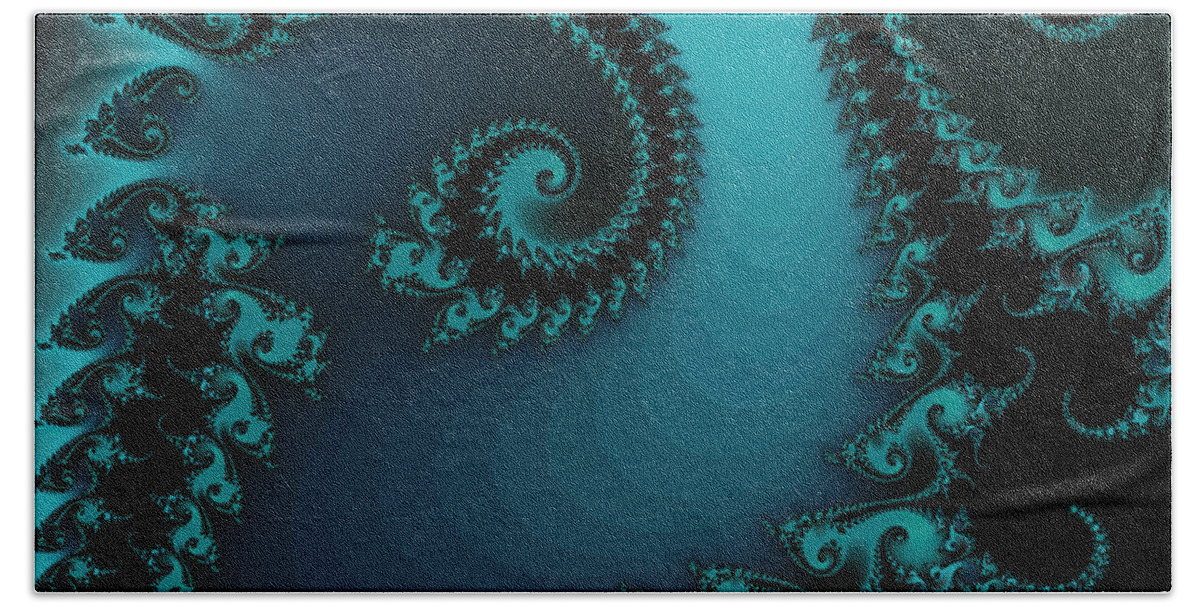 Fractal Art Beach Towel featuring the digital art Watchers on the Chalcedony Slide by Elizabeth McTaggart