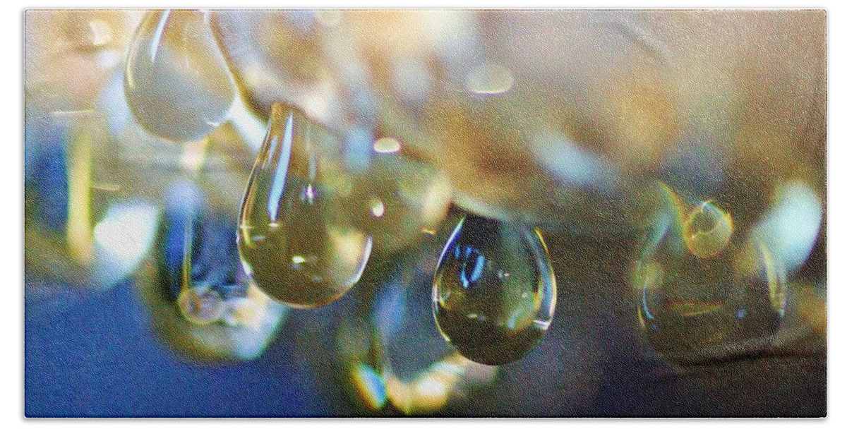 Water Beach Sheet featuring the photograph Water drops by Amalia Suruceanu
