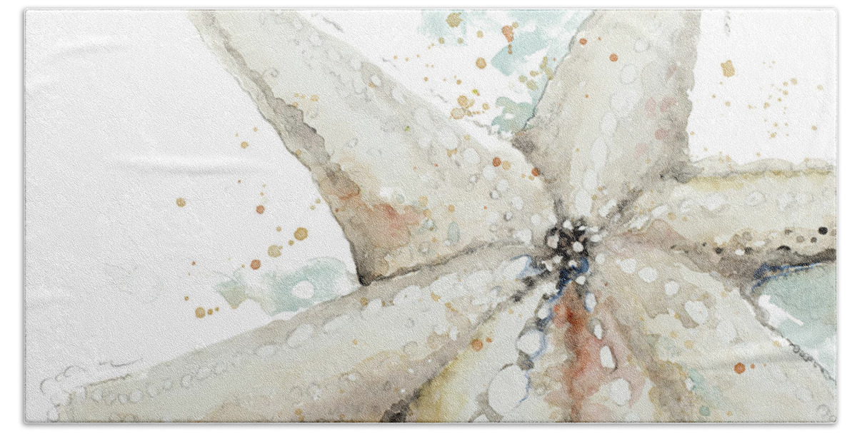 Waterstarfishcoastal Beach Towel featuring the painting Water Starfish by Patricia Pinto