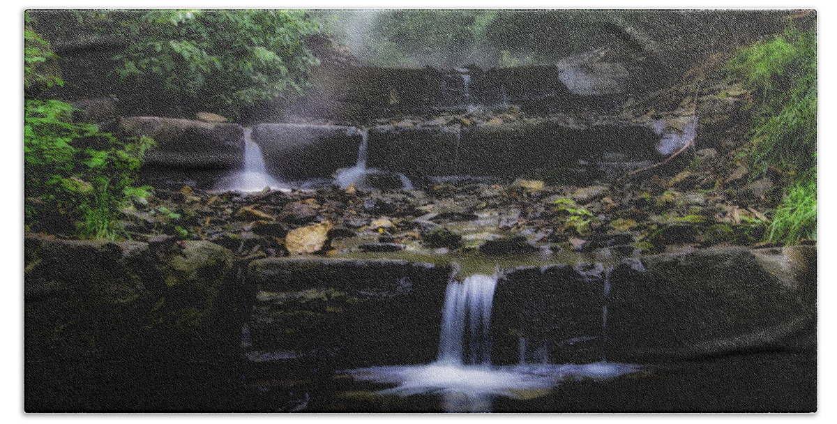 Water Beach Towel featuring the photograph Water Steps in Fairmount Park by Bill Cannon