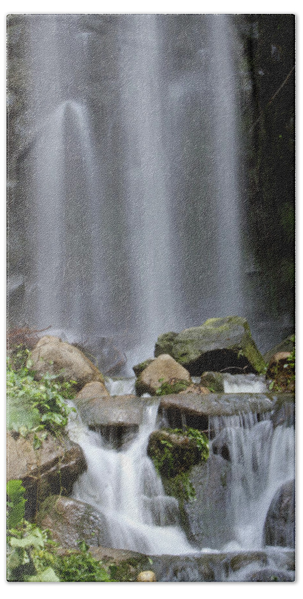 Waterfall Beach Towel featuring the photograph Waterfall In Singapore by Shoal Hollingsworth