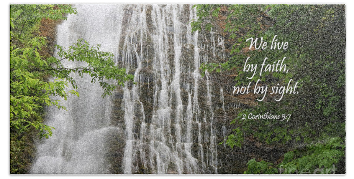 Mingo Beach Towel featuring the photograph Waterfall with New Testament Scripture by Jill Lang