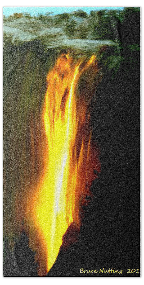 Waterfall Beach Towel featuring the painting Waterfalls by Light by Bruce Nutting