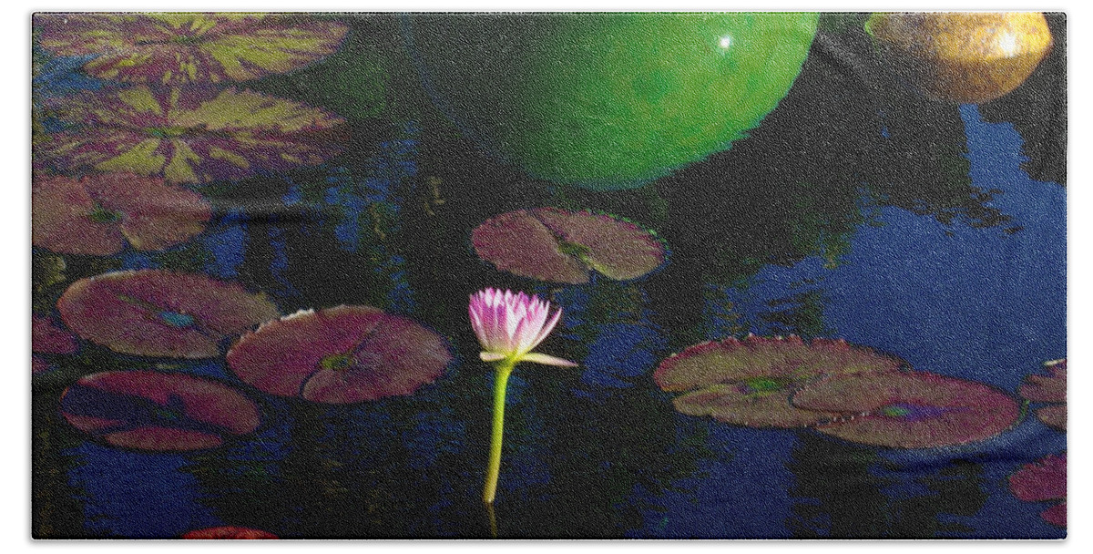 Art Portraits Beach Towel featuring the photograph Waterlily Reflection by Kristin Hatt