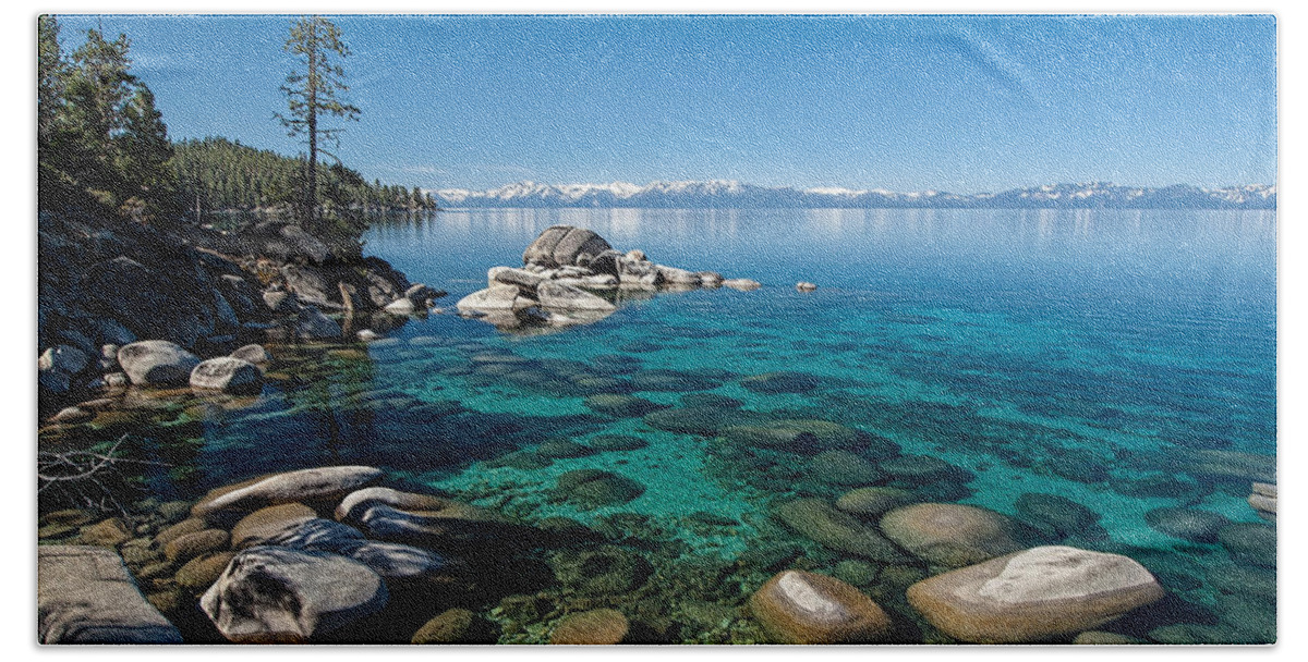 Lake Tahoe Waterscape Beach Towel featuring the photograph Waterscape P5127093 by Martin Gollery