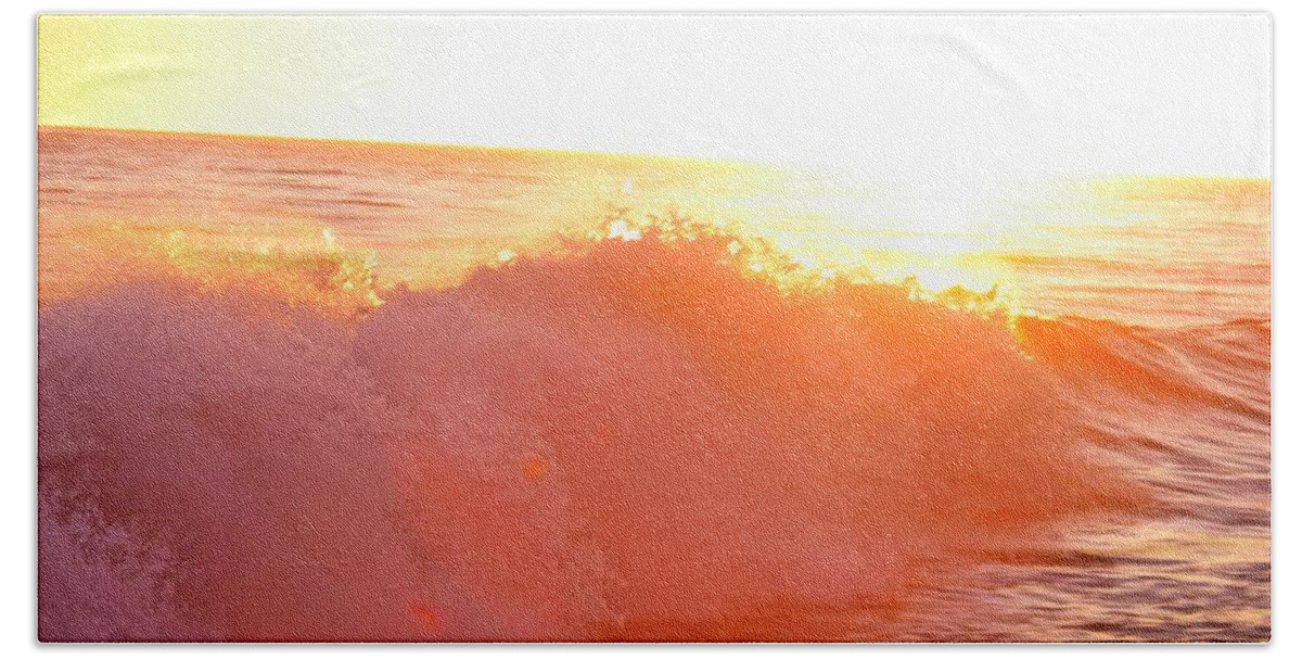 Waves Beach Towel featuring the photograph Waves in Sunset by Alexander Fedin
