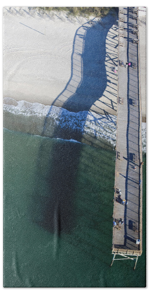 Wavy Beach Sheet featuring the photograph Wavy Pier by Paula OMalley