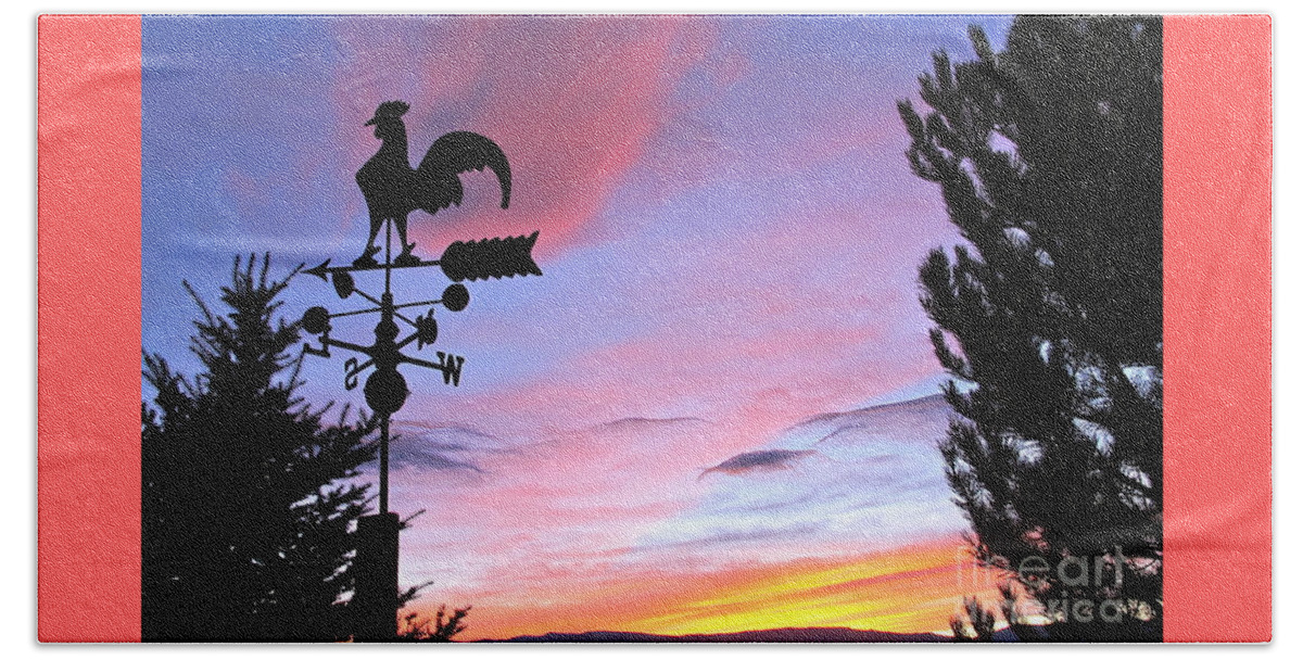 Rooster Beach Sheet featuring the photograph Weather Vane Sunset by Phyllis Kaltenbach