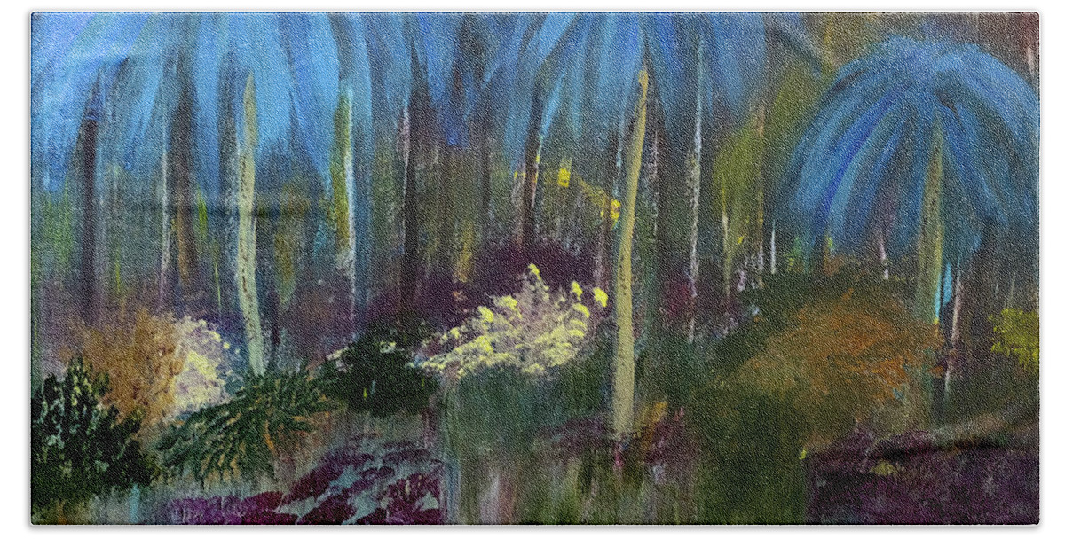 Jungle Beach Sheet featuring the painting Welcome to the Jungle by Dick Bourgault