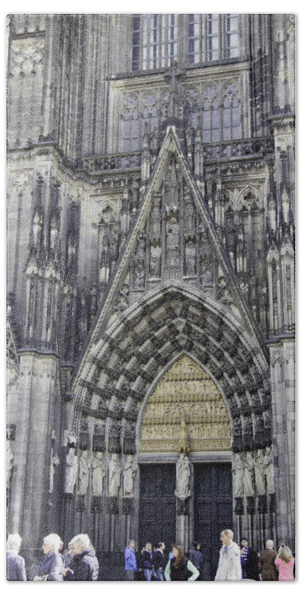 Cologne Cathedral Beach Towel featuring the photograph West Entrance Door Cologne Cathedral by Teresa Mucha