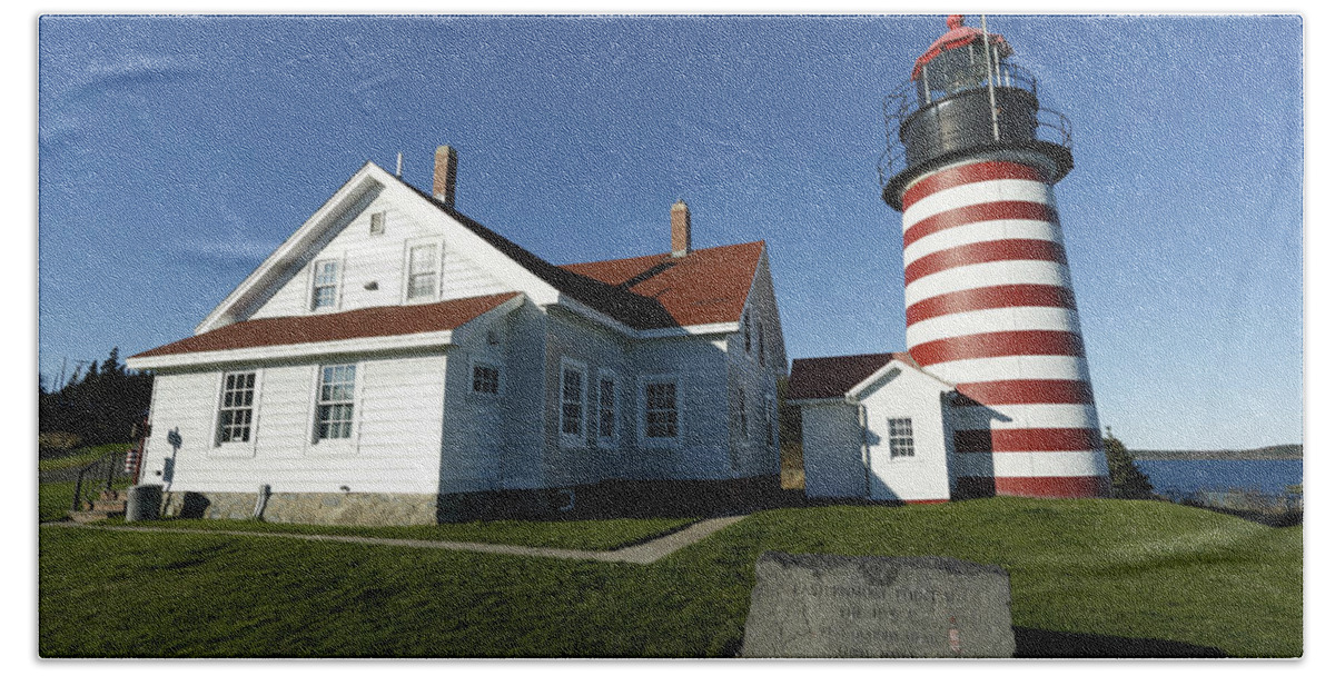Feb0514 Beach Towel featuring the photograph West Quoddy Lighthouse Lubec Maine by Scott Leslie
