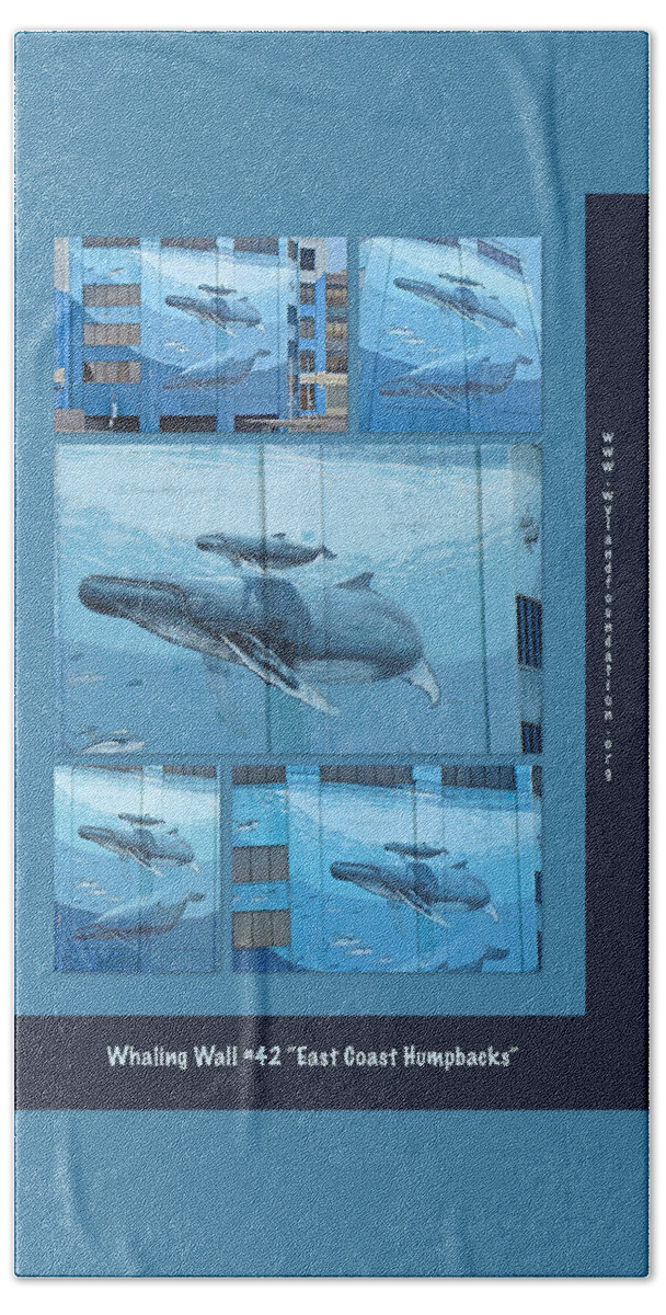 Wyland Beach Towel featuring the photograph Whaling Wall 42 - East Coast Humpbacks - Original Painting by Wyland by Carol Senske
