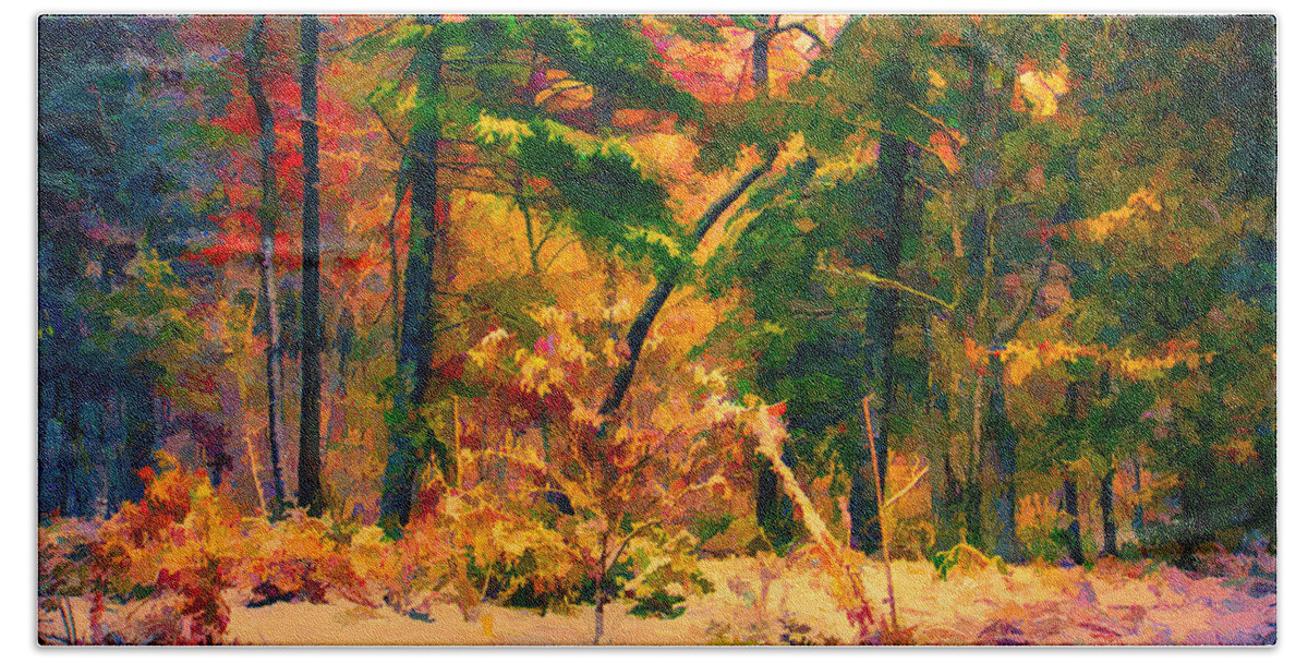 Appalachian Mountains Beach Towel featuring the painting When Fall Becomes Winter by John Haldane