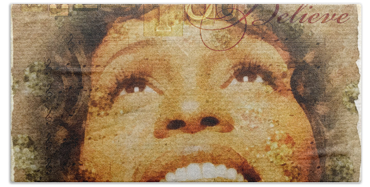 Whitney Houston Beach Towel featuring the mixed media When You Believe by Mo T