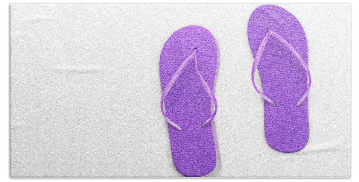 Andee Design Flip Flops Beach Towel featuring the photograph Where On Earth Is Spring - My Purple Flip Flops Are Waiting by Andee Design