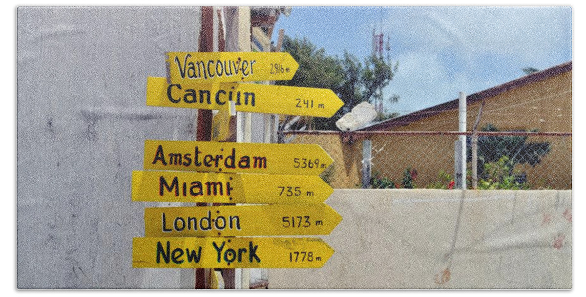 Directional Signs Beach Sheet featuring the photograph Where Should I Go Next by Kristina Deane