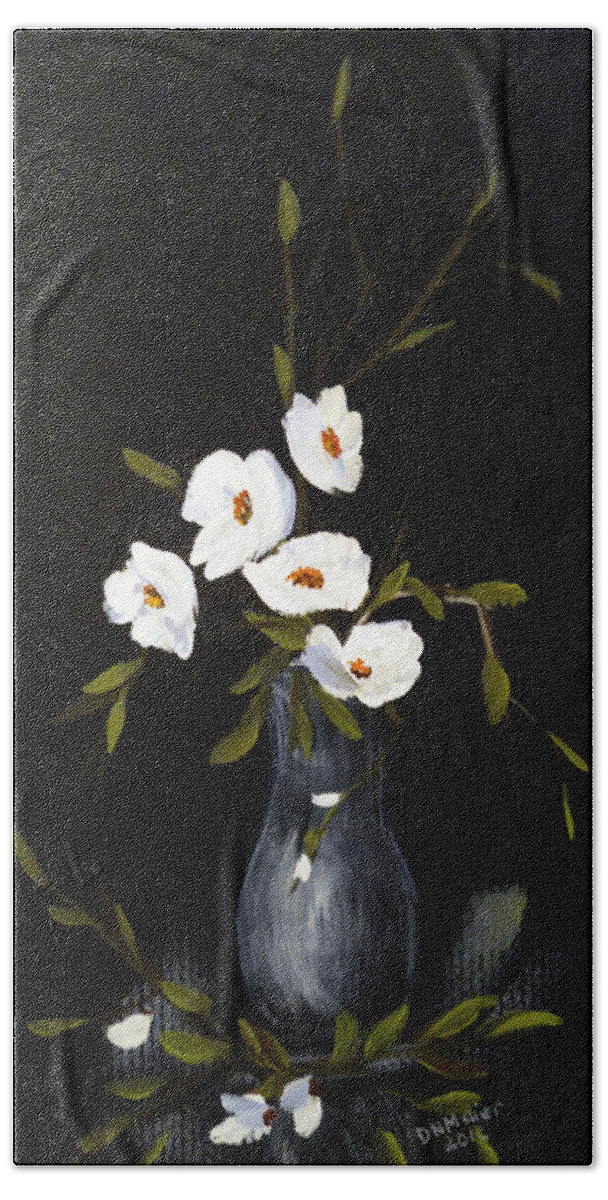 Vase Painting Beach Towel featuring the painting White Flowers In A Vase by Dorothy Maier