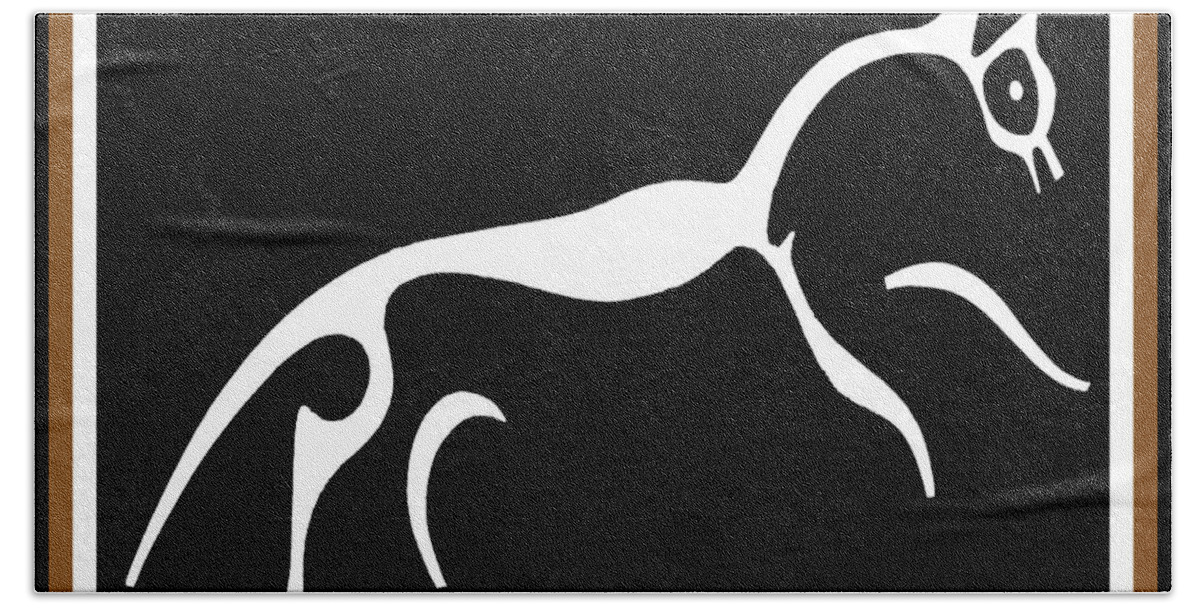 Horse Beach Towel featuring the digital art White Horse of Uffington by Vagabond Folk Art - Virginia Vivier