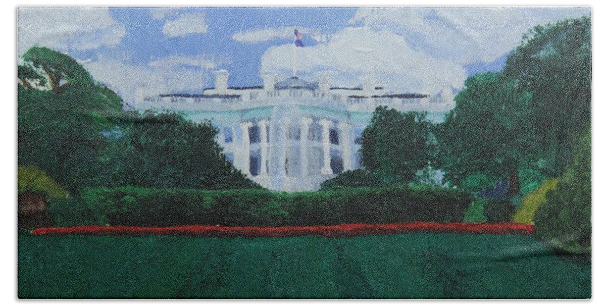 White House Beach Towel featuring the painting White House by Marina McLain