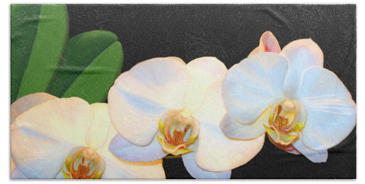 White Orchids Beach Towel featuring the mixed media White orchids by Anthony Seeker