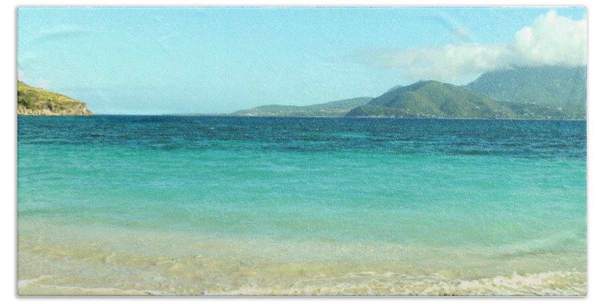 St Kitts Beach Sheet featuring the photograph White Sand Blue Sky Blue Water by Ian MacDonald
