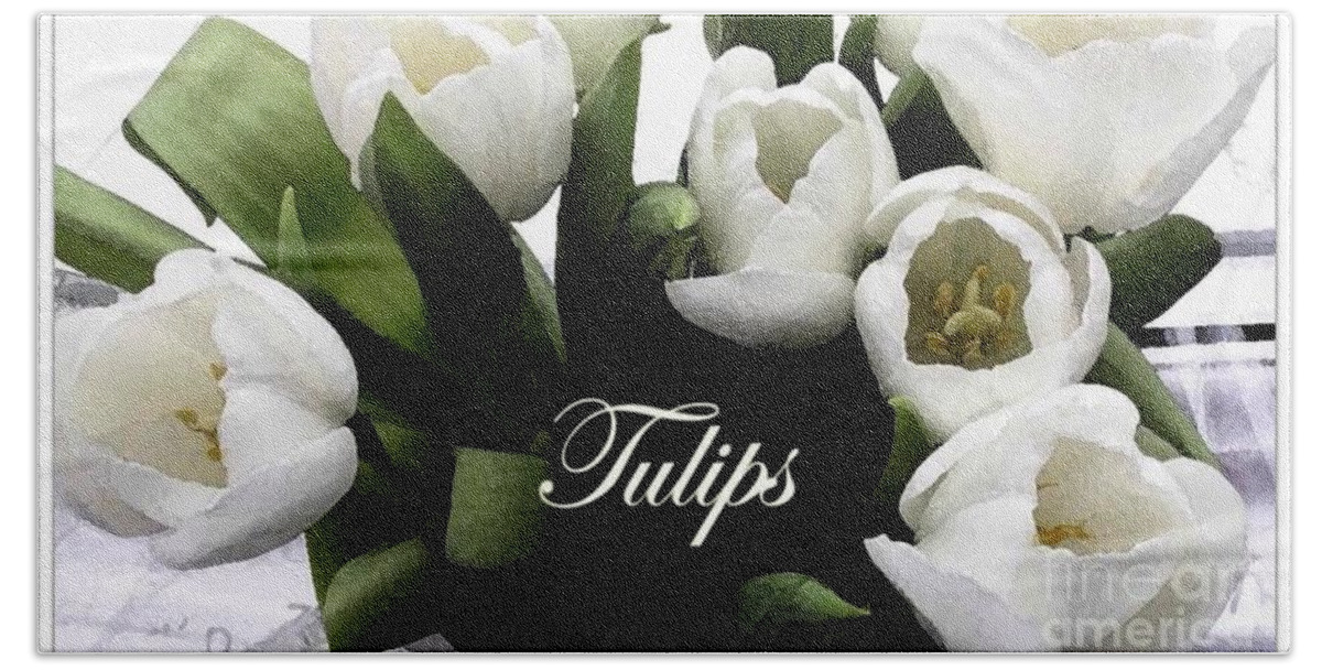 White Tulips Beach Towel featuring the photograph White Tulips by Joan-Violet Stretch