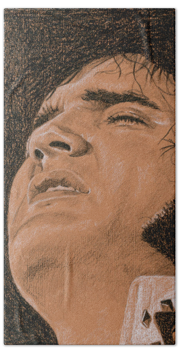 Elvis Beach Towel featuring the drawing Why me Lord by Rob De Vries