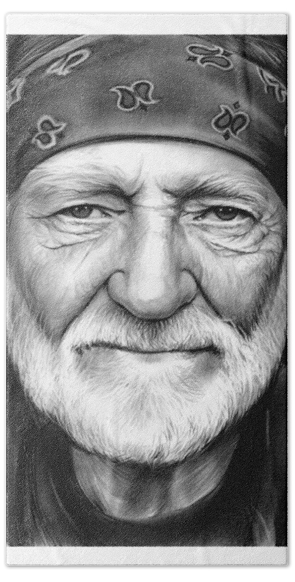 Singer Beach Towel featuring the drawing Willie Nelson by Greg Joens