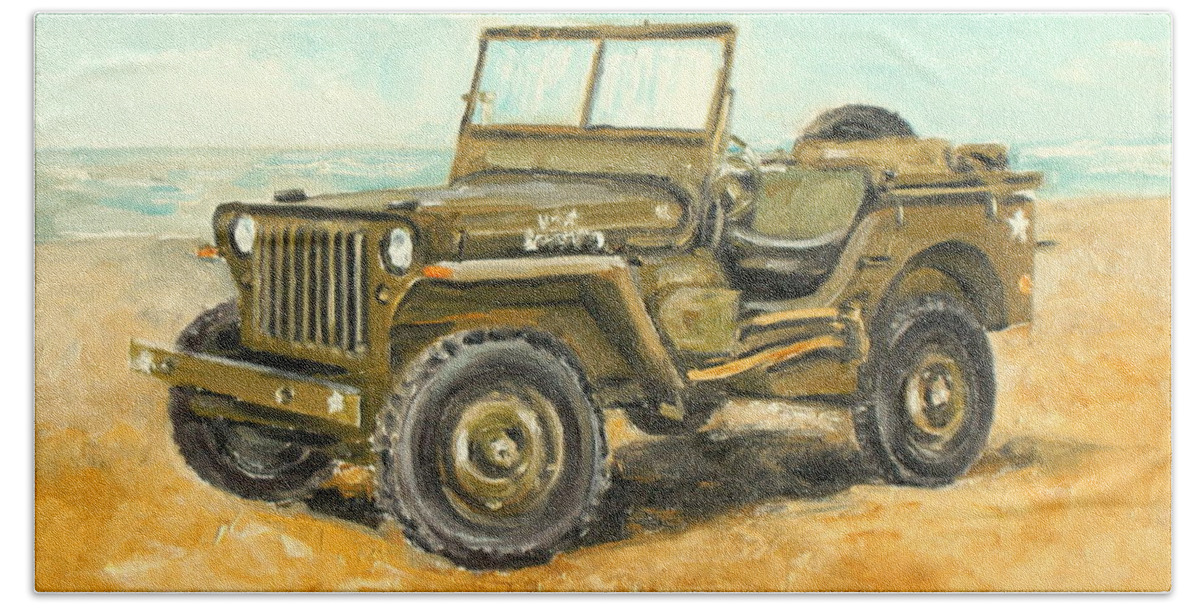 Willys Beach Sheet featuring the painting Willys Jeep by Luke Karcz