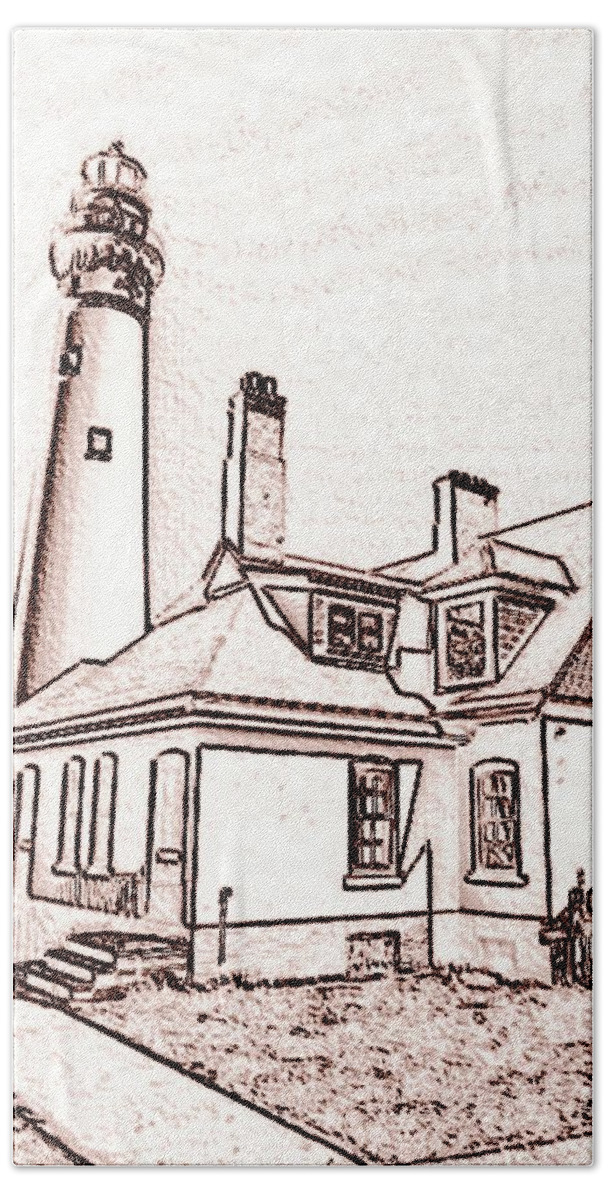  Beach Towel featuring the photograph Wind Point Lighthouse drawing mode 1 by Daniel Thompson