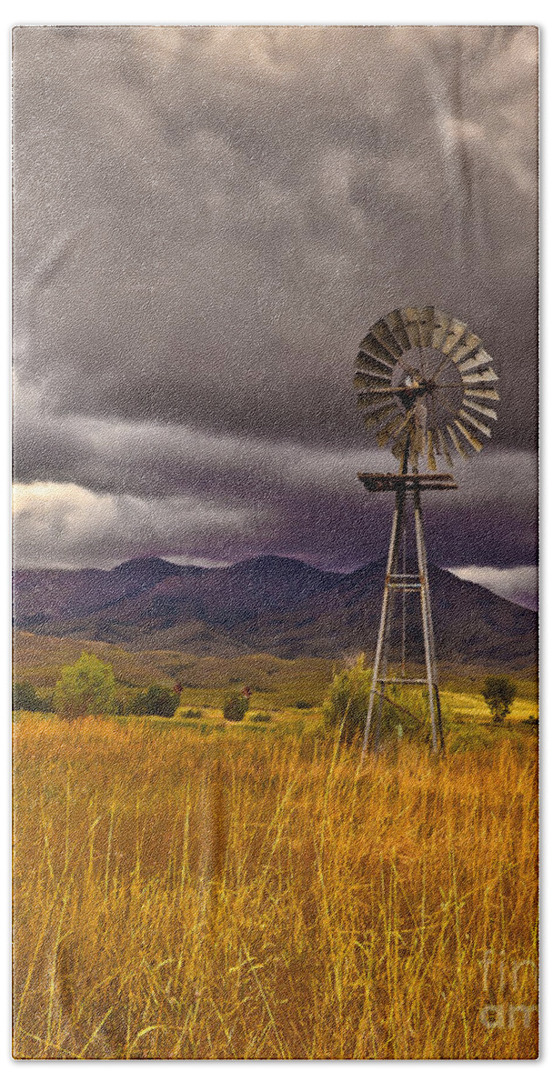 Solider Mountains Beach Sheet featuring the photograph Windmill by Robert Bales