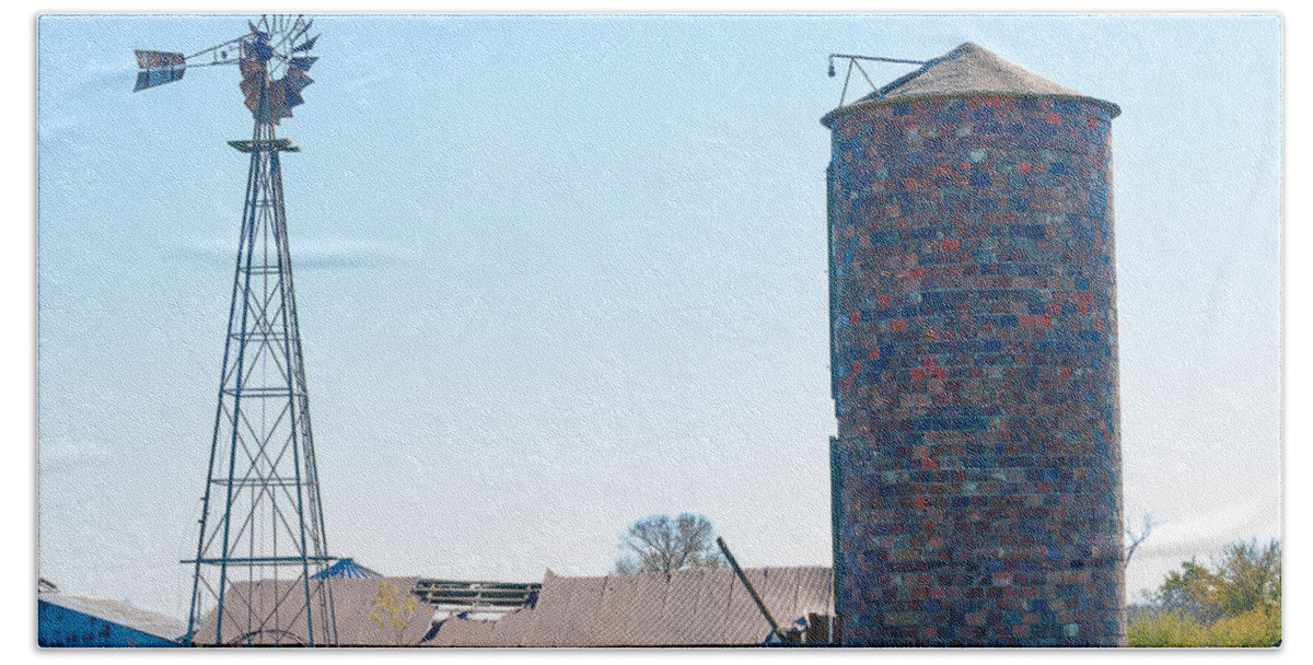 Barns Beach Towel featuring the photograph Windmill Shed Silo by Ed Peterson