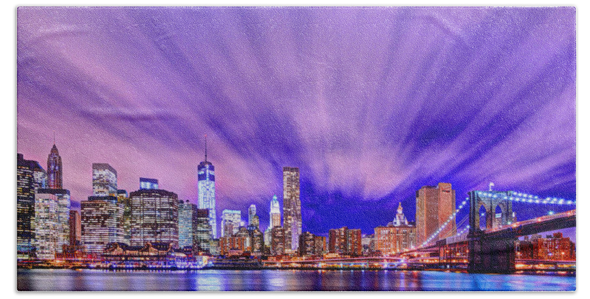 Brooklyn Bridge Beach Towel featuring the photograph Winds of Lights by Midori Chan