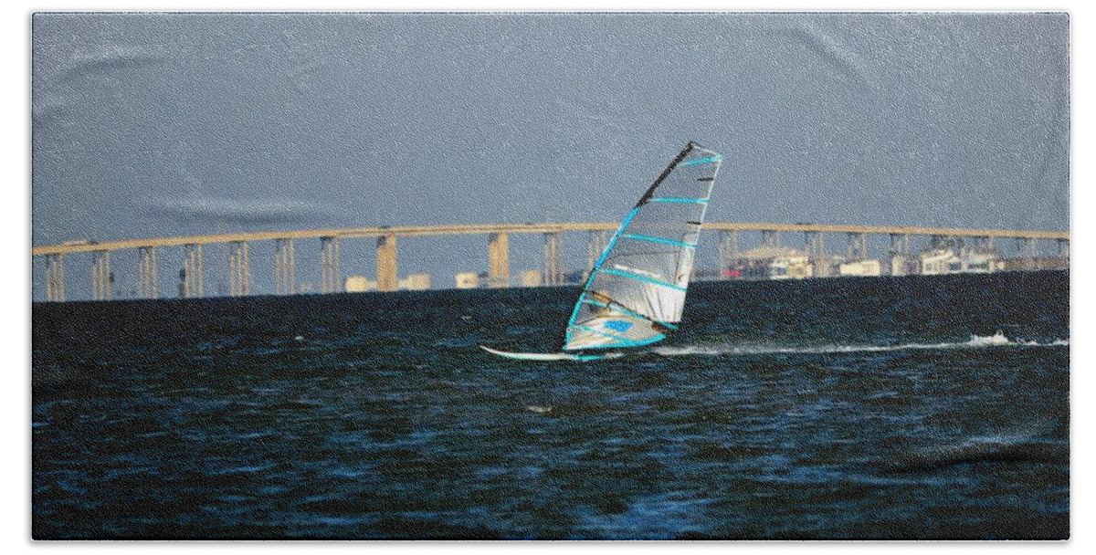Sport Beach Sheet featuring the photograph Windsailing by JFK Causeway by Kristina Deane