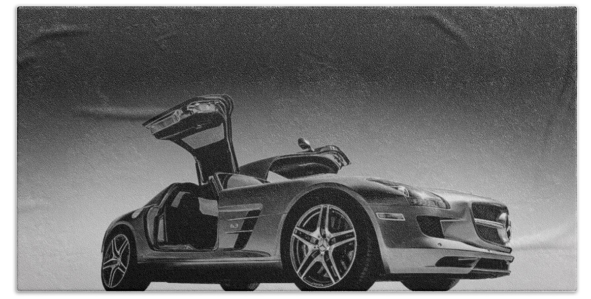 Mercedes Beach Towel featuring the digital art Mercedes-Benz SLS AMG by Douglas Pittman