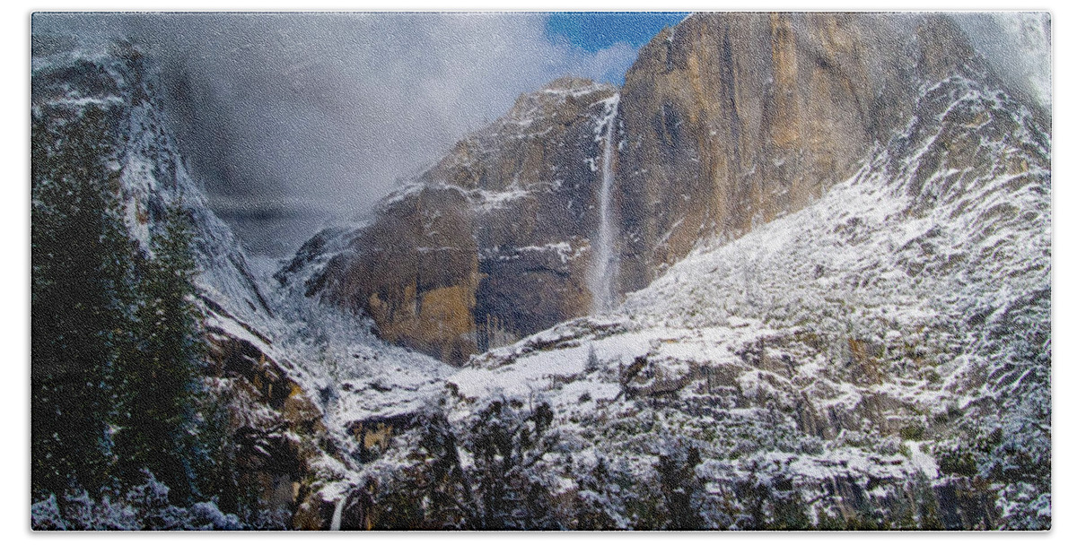 Yosemite Beach Towel featuring the photograph Winter at Yosemite Falls by Bill Gallagher