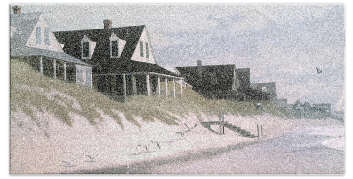 Pawley's Island Beach Sheet featuring the painting Winter Beach by Blue Sky