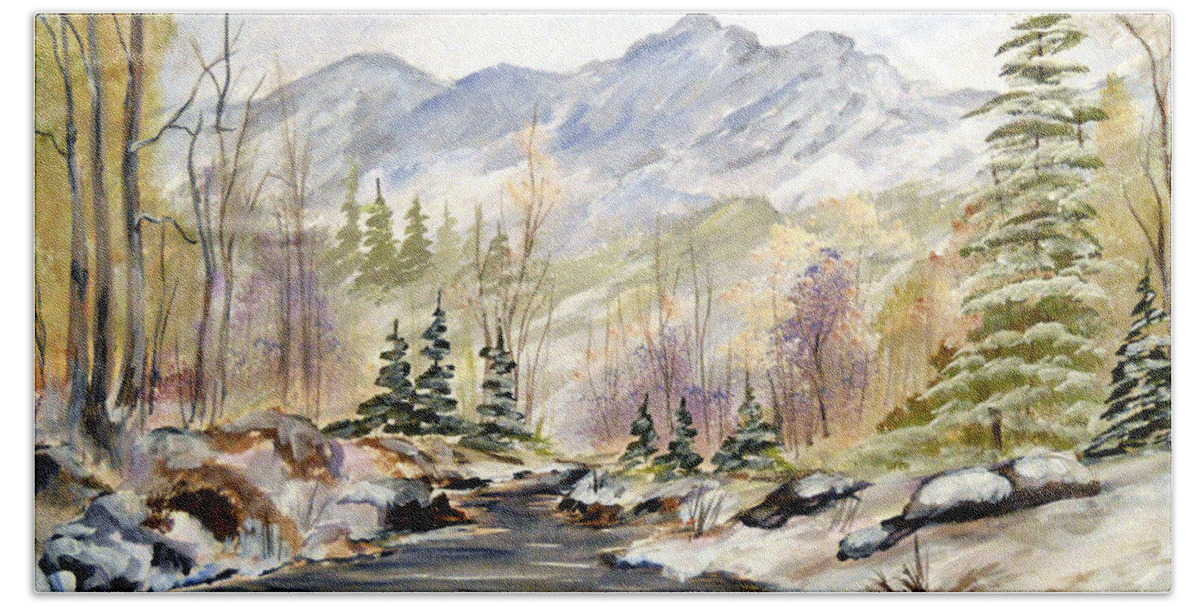 Winter Beach Sheet featuring the painting Winter on the River by Dorothy Maier