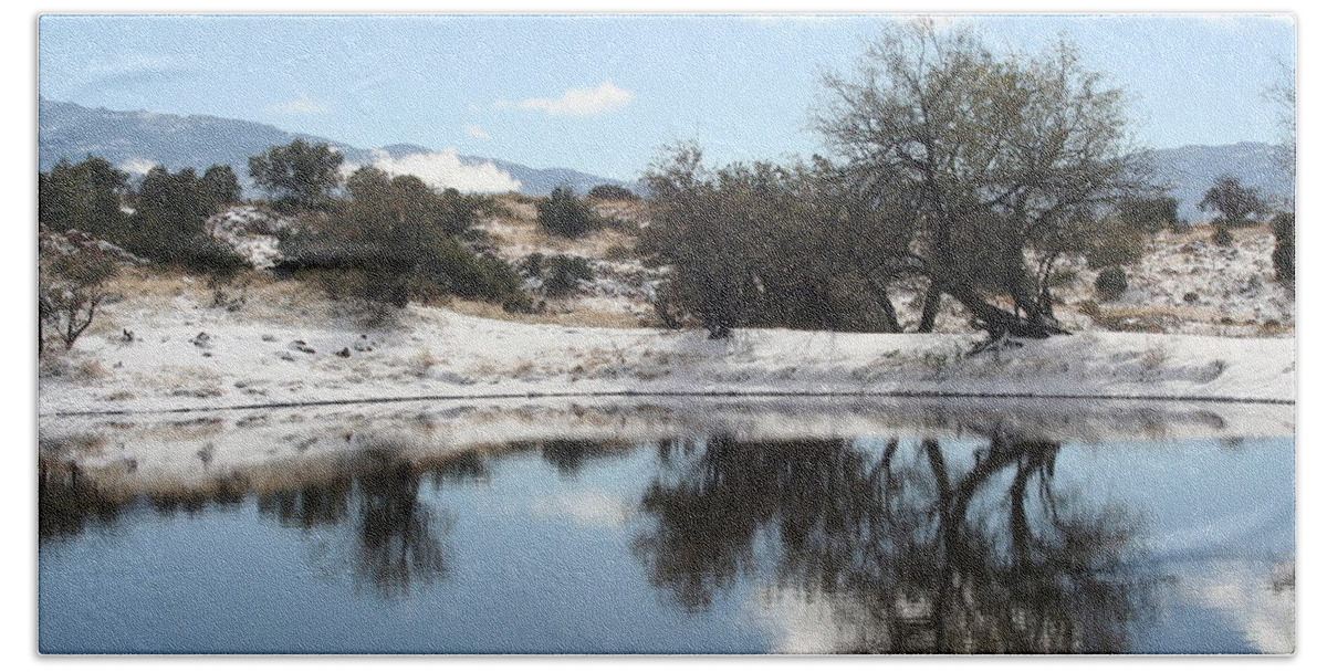 Snow Beach Sheet featuring the photograph Winter Reflections by David S Reynolds