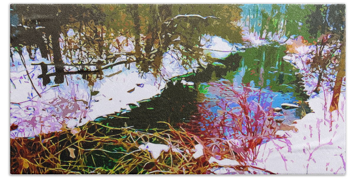 Winter Beach Sheet featuring the painting Winter Stream by CHAZ Daugherty