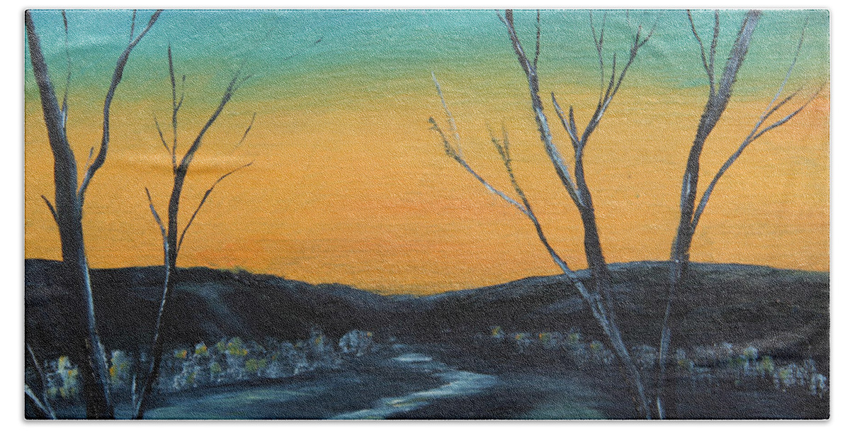 Winter Beach Towel featuring the painting Winter Sunset by Meaghan Troup