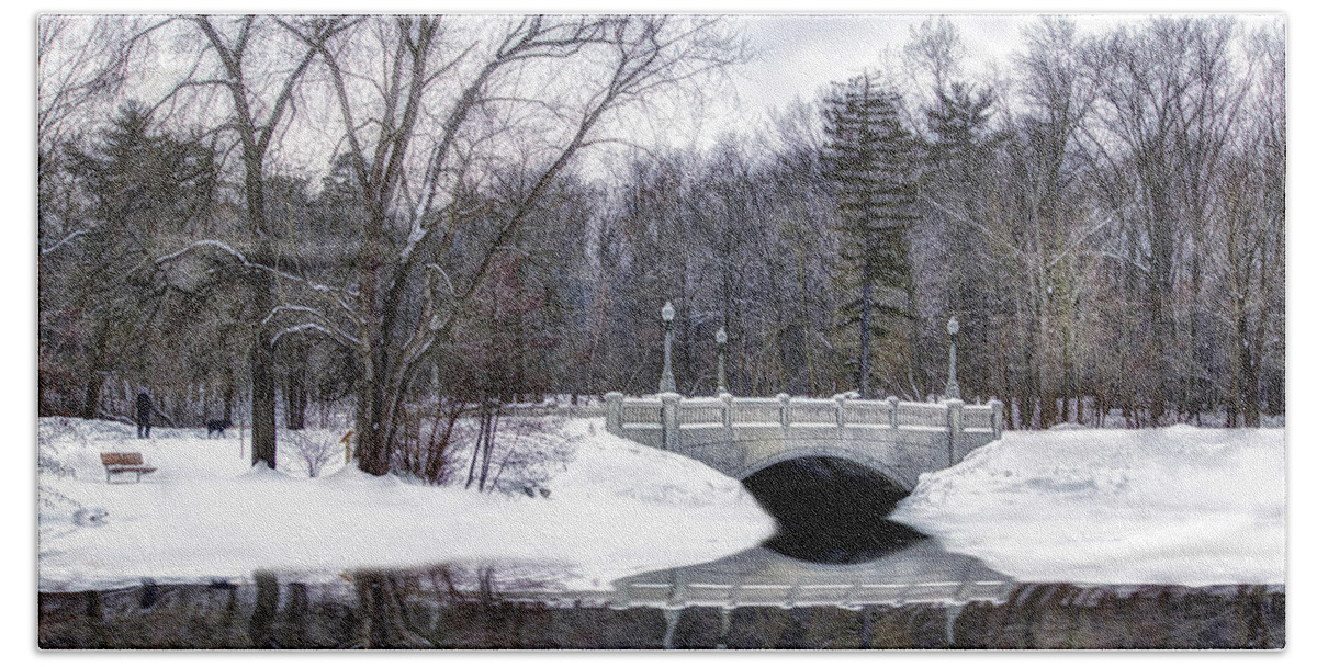 Winter Beach Towel featuring the photograph Winter Walk by Skip Tribby