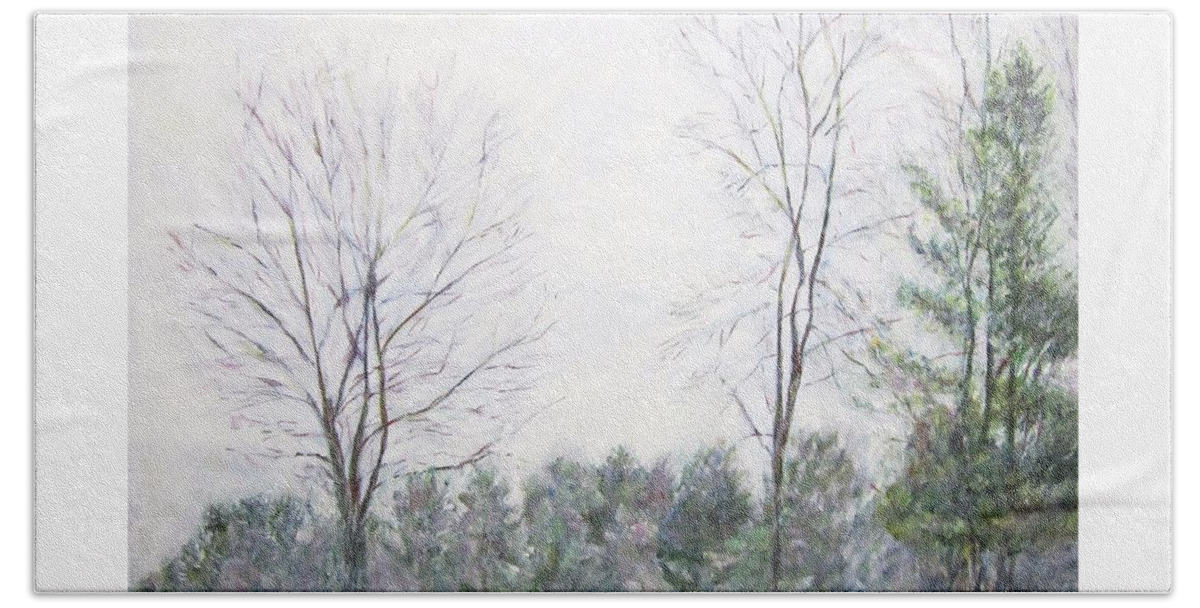 Impressionism Beach Sheet featuring the painting Winter Wonderland USA by Glenda Crigger